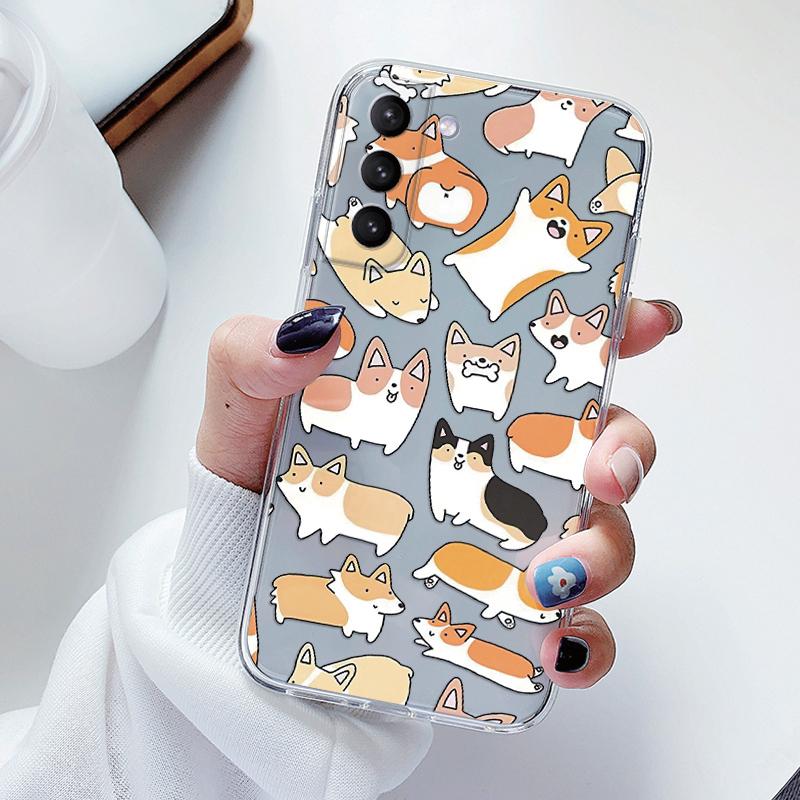 Transparent Case For Samsung Galaxy S23 S 23 Ultra S23 Plus Cover Cartoon Flowers Soft TPU Shockproof Funda For Samsung S24+ Bag