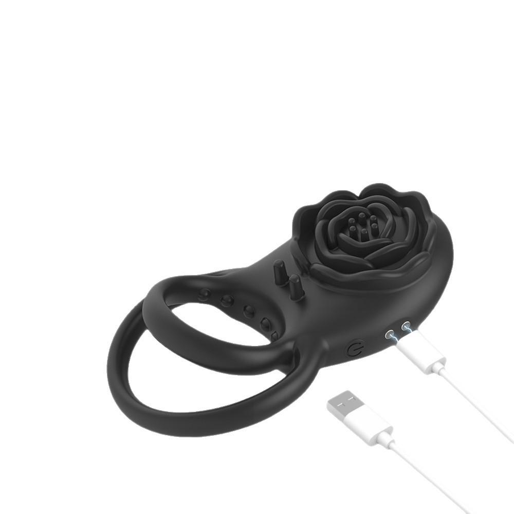 Rose Lock Vibrating Ring for Men, 8-Mode Magnetic Rechargeable Wearable Adult Toy