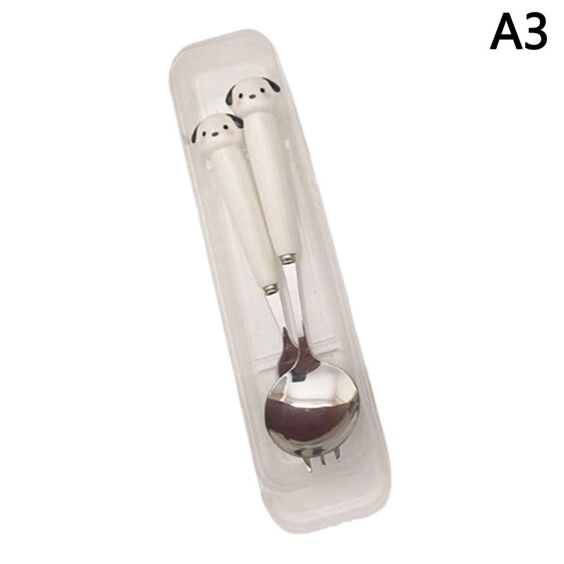 

Мультяшный щенок поросенок ложка вилки столовые приборы из нержавеющей стали портативный студенческий мультяшный столовый набор детский ящик для хранения