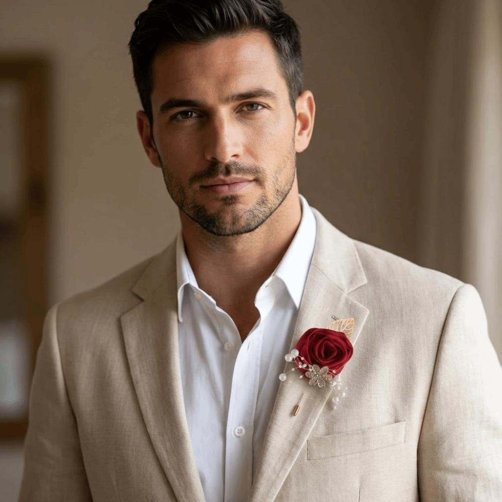 Rose Groom and Groomsmen Accessories Elegant Wedding Brooch Formal Chest Flower Bridal