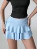 Women Skirts Solid Color Drawstring Design Skirt High WaistedWrapped Hip Short Skirt Mini Skirt