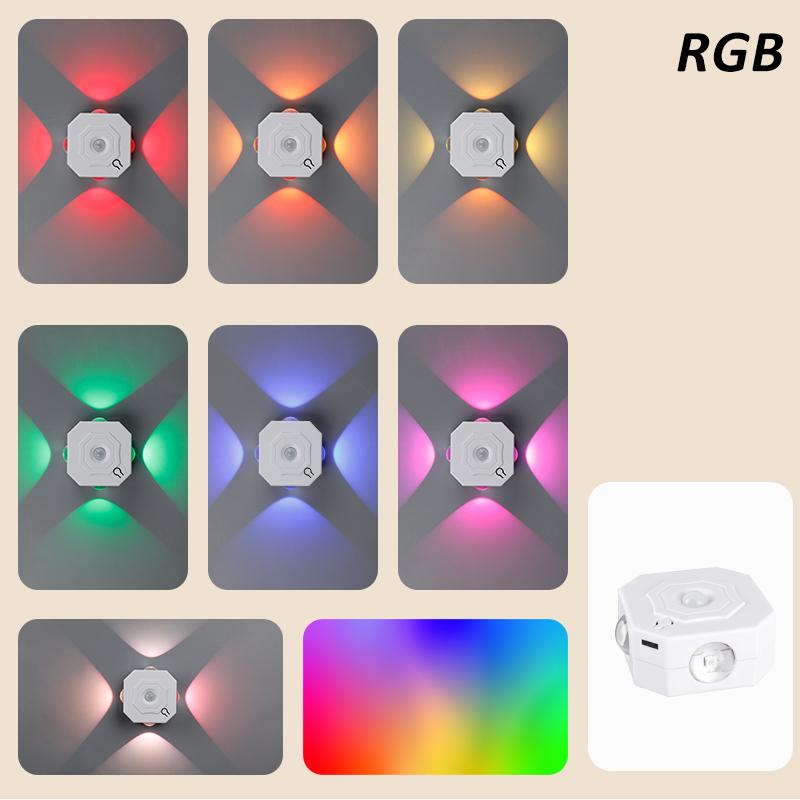Rechargeable Night Light Indoor Decorative Wall Lights LED Motion Sensor Lamp RGB/ 3Colors Hallway Stairs Kitchen Lighting