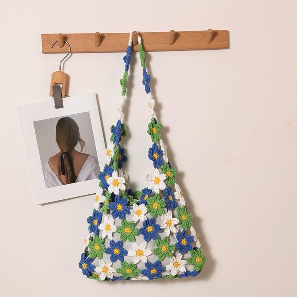 Eco-Friendly Cotton Hand-Knitted Hobo Bag Cotton Yarn Shoulder Bag  Picnic Aesthetic Gear