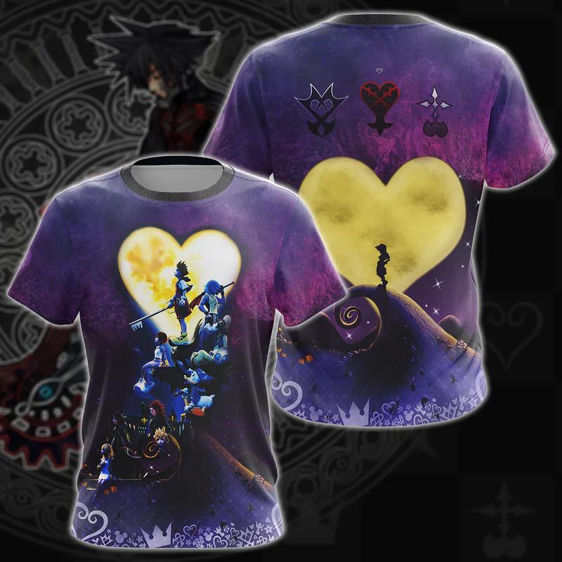 Anime Gra Kingdom Hearts Koszulki Cosplay Nadruk 3D Unisex Koszulka Męska Damska Krótki Rękaw Harajuku Oversize Męski Top z Postaciami z Kreskówek