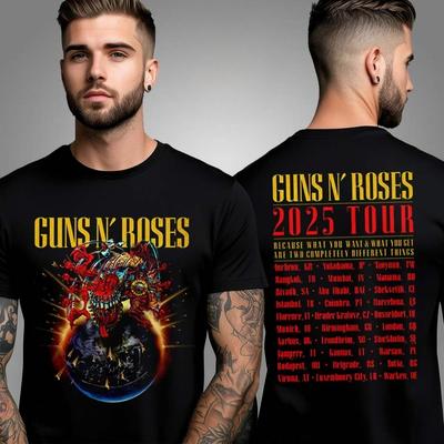 Neues Gun N Rose Skelette Tour 2025 Beidseitiges Unisex T-Shirt High-End Luxus ist für Männer und Frauen Top Y2k Sommer