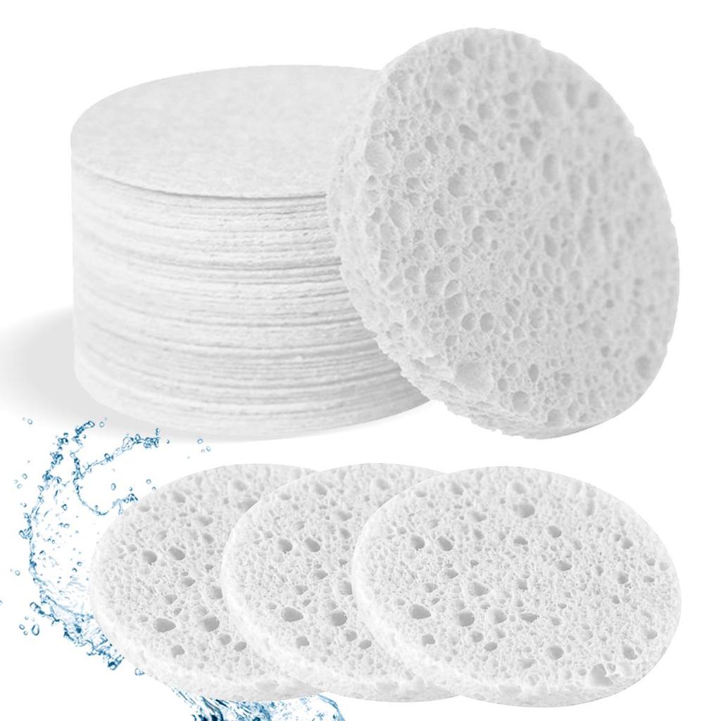 Compressed Cotton Facial Cleansing Puffs, Disposable Makeup Remover Cellulose Sponges for Salon Use.