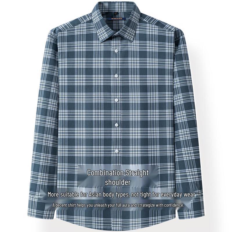 Chemise à manches longues en coton brossé à carreaux pour homme Luomeng