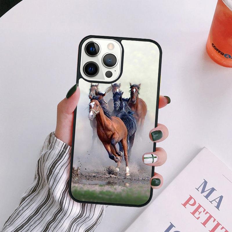 Horses Running Phone Case For iPhone 17 Air 14 13 12 16Pro Max 15  Plus Cover Shell Max Coque