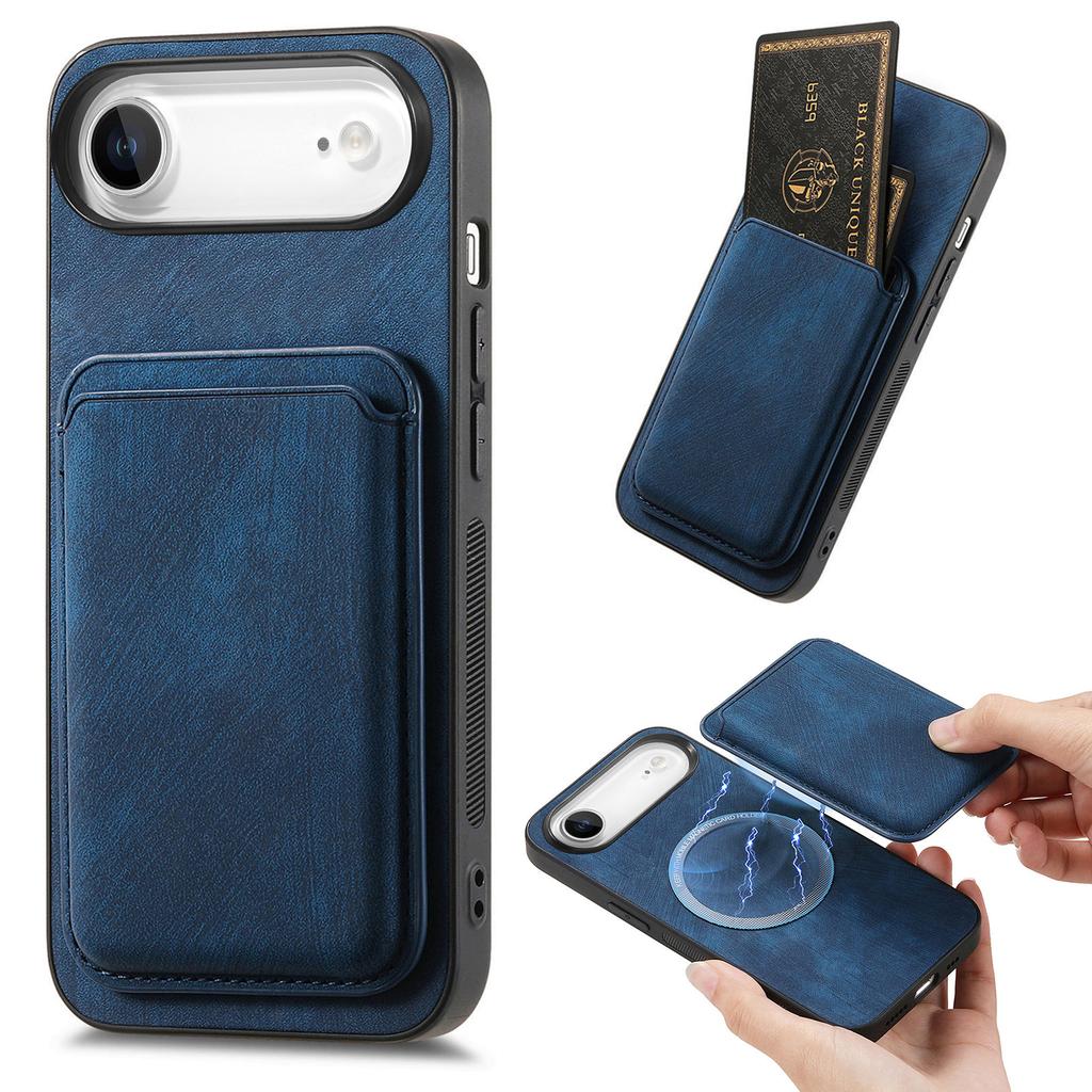 For iPhone Air Case Compatible with MagSafe Leather Back Cover with Detachable Card Holder
