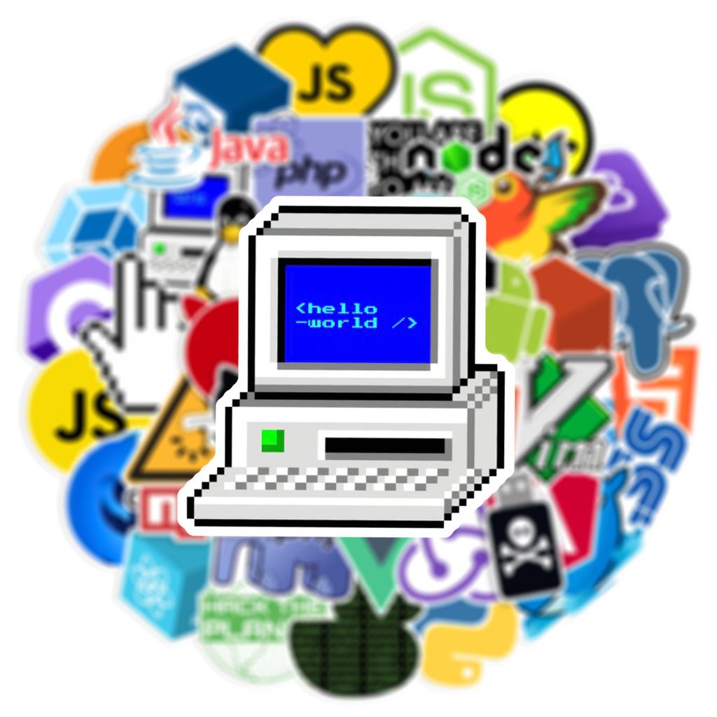 10/25/50 Pezzi Sticker Geek Programmatore Java Git Icone Graffiti per Skateboard Chitarra Laptop Telefono Bagaglio Borraccia Auto