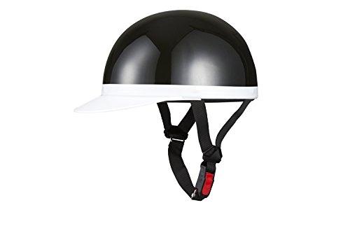 NBS Bike Parts Center Half Helmet, White Brim, Black, One Size Fits All (Head Circumference 57cm-59cm) 7101