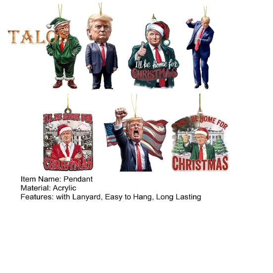 7Pcs Funny Character Pendants Christmas Ornaments with Lanyard Easy To Hang Xmas Tree Pendants Rearview Mirror Decor