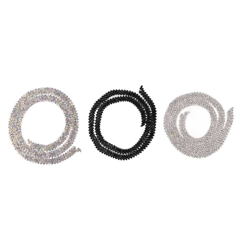 3 Yard 5 Rows Rhinestone Trim Glittering Sparkling Beautiful 3 Colors Rhinestone Chain Applique for Wedding Clothing
