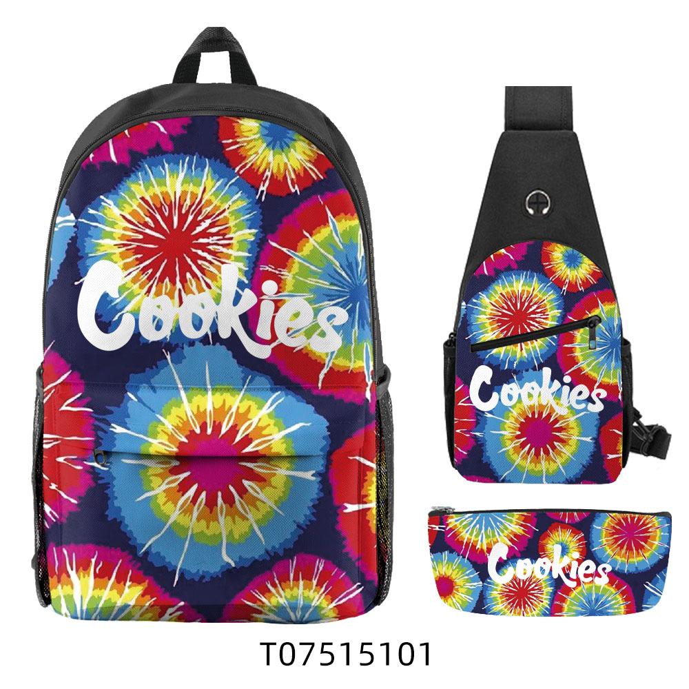 Cook Backpack Student School Bag Lightweight Polyester Backpack Three-Piece Set