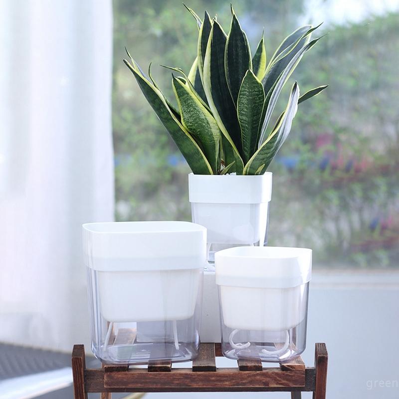 Doppelschichtiger Wasserspeicher Fauler Blumentopf Kreativer Transparenter Blumentopf Automatische Bewässerung Sukkulentenpflanztopf Desktop-Dekor