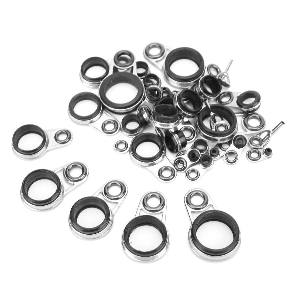 33PCS Multiple Sizes Fishing Rod Guides with Ceramic Loop Raft Line Ring  Fishing Rod Repairing