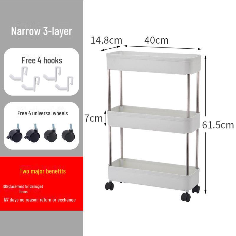 Movable Bathroom & Kitchen Gap Storage Trolley