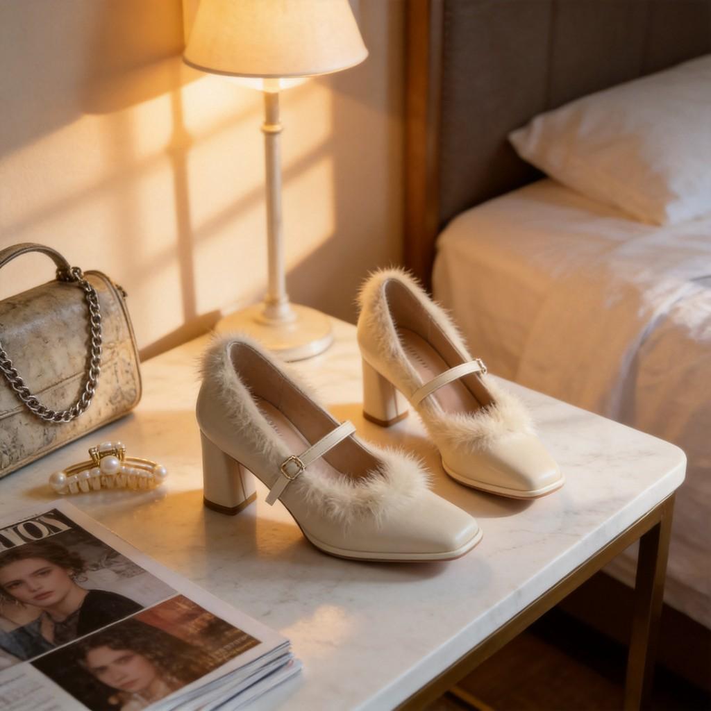 High Heel Mary Jane Shoes With Pu Material For Daily Fashion Women
