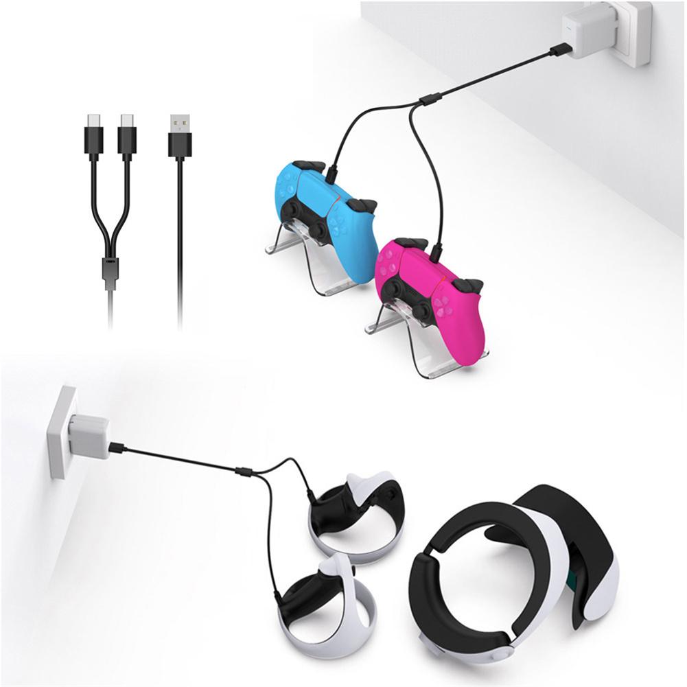 2-in-1 Usb Data Cable Charger Charging Cable Type-c Interface Compatible For Switch/PS5/PSVR2 Handle