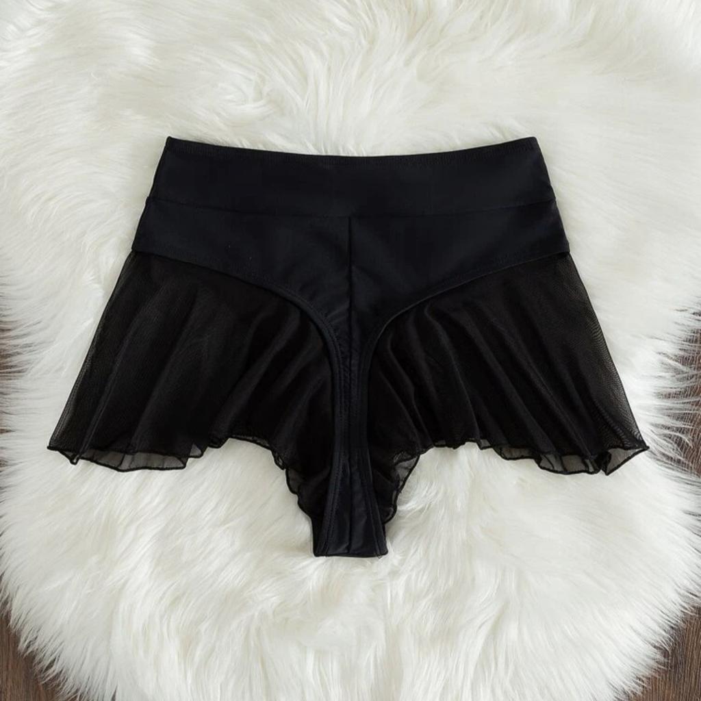 2 Colors Women Bikini Bottoms With Mesh Vintage High Waist Butts Swimsuits