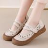 Neue Naturleder-Ortho-Sandalen für Damen Sommer Aushöhlen Flats Schuhe ältere Frau Mary Jane Slipper Riemen Slipper Mokassin