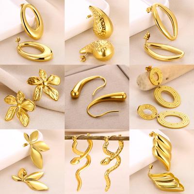 Stainless Steel Smooth Metal Chunky Hoop Earrings For Women Waterdrop Vintage Stud Earrings Jewelry Celebrity Statement Earring
