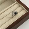 2024 New Korean-Style Black Zirconia Lucky Cat Adjustable Ring