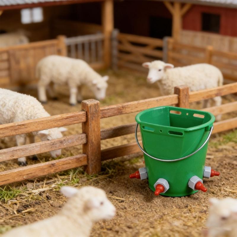 Secchio Appeso con 1/2/3 Tettarelle per Alimentazione Agnelli Vitelli Suinetti Strumento Durevole per L'allattamento di Animali Multipli Attrezzatura per L'abbeveraggio da Fattoria