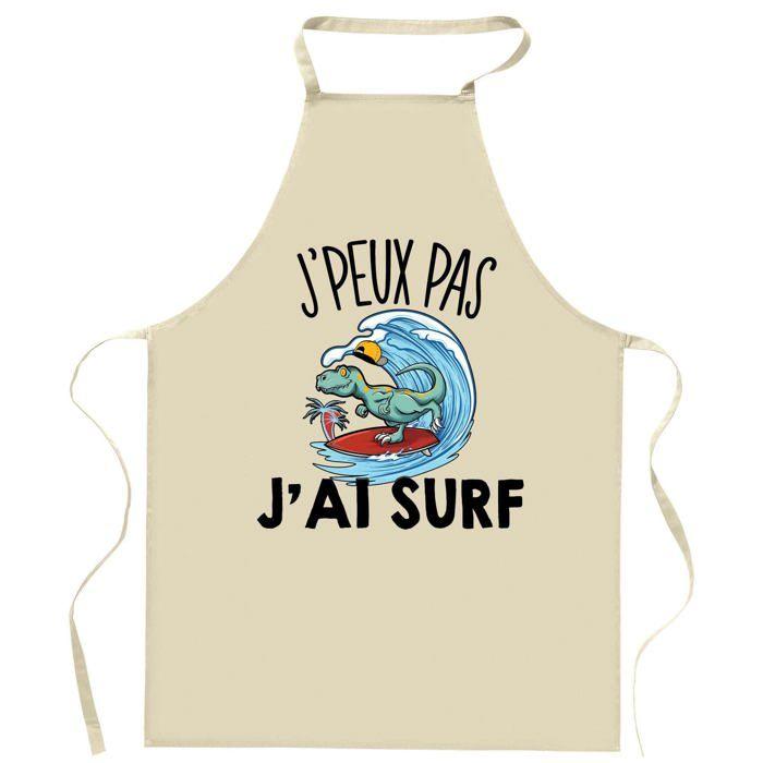 Tablier de cuisine - Surf « J'peux pas » - Impression bretonne - Coton résistant - Imprimé en France