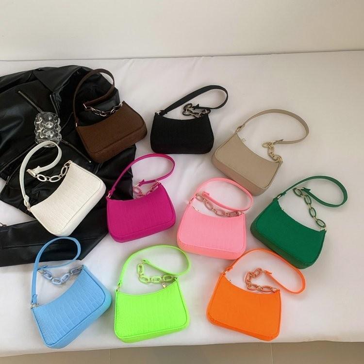 Trendy New Korean Style Chain Mini Bag For Women Stylish Versatile Shoulder Bag In Black Pink Blue Orange 2024