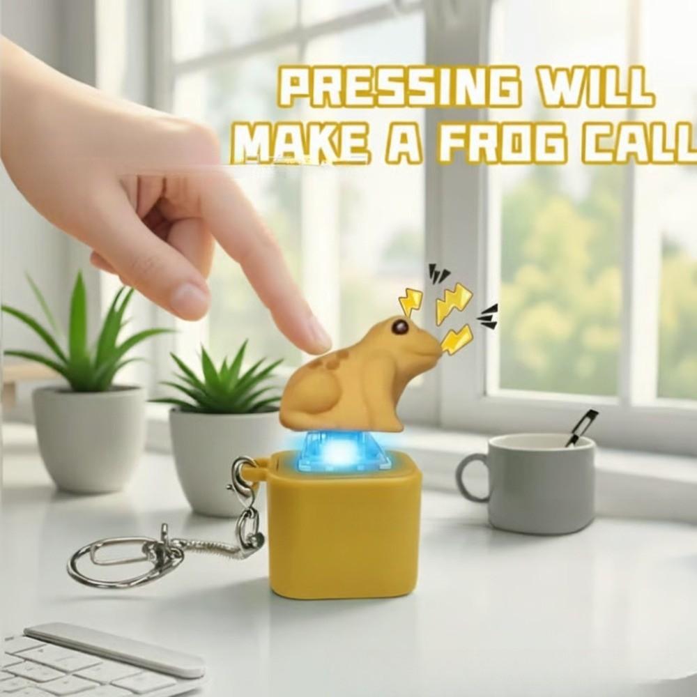 Plastic Croaking Frog Keychain Fingertip Button Electronic Keychain  Children Adult