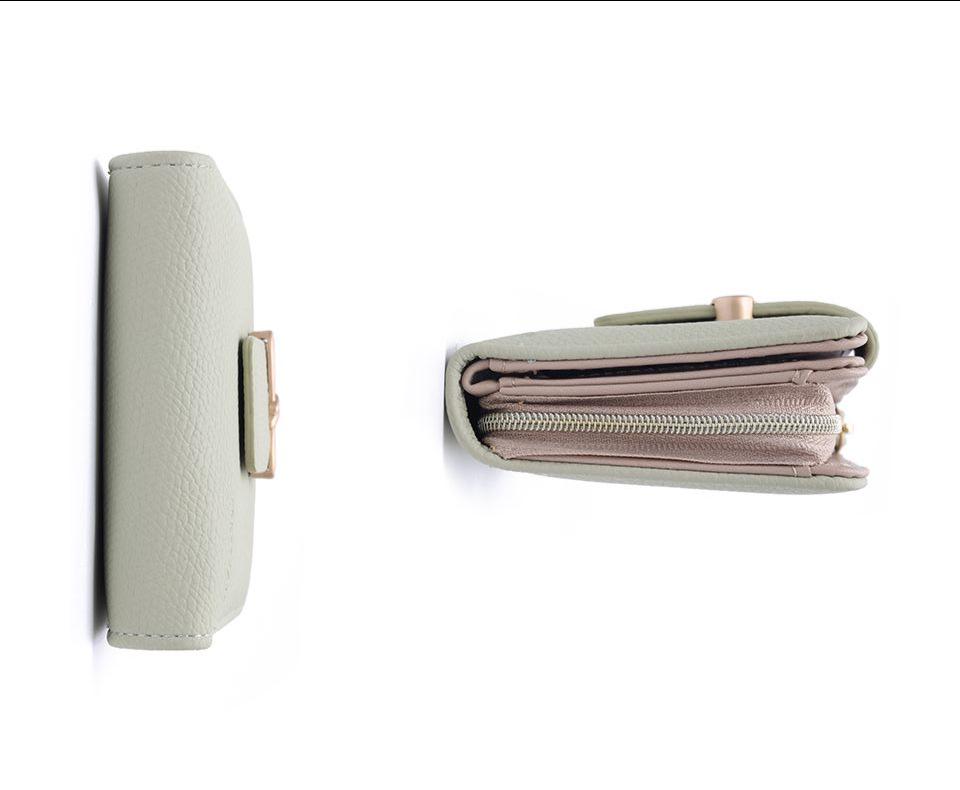 Korean Style Women's Bow Short Wallet Clutch with Zipper Wristlet