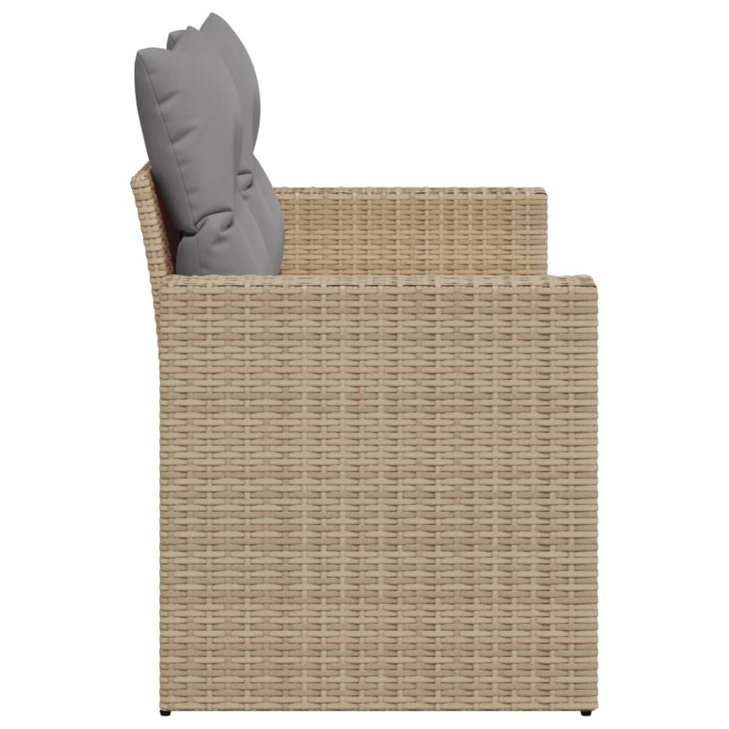 Vidaxl Garden Sofa With Cushions, 2-Seater, Beige, Poly Rattan