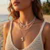 Multilayer Conch Shell Baroque Irregular Imitation Pearl Pendant Necklace For Women Men Bohemian Starfish Choker Summer Zircon