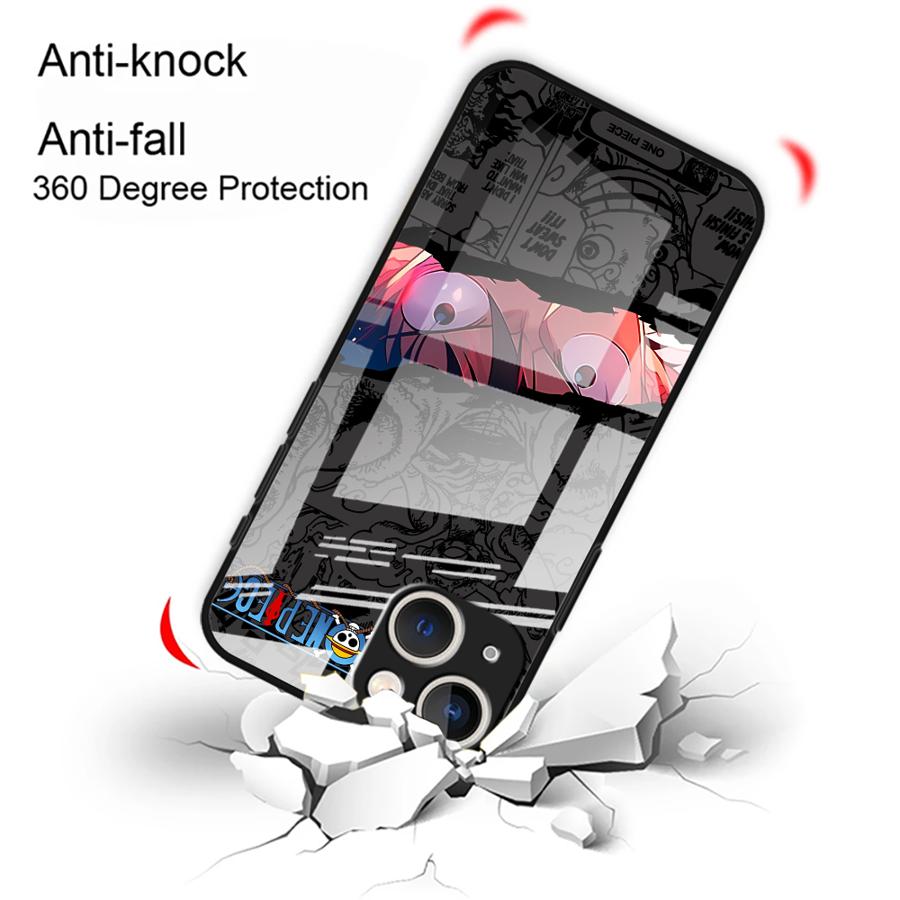 Anime OneS P-ieceS Glass Phone Cover Case for iPhone 17 Pro Max 16 XR 14 15 Plus Air 8 12 11 13