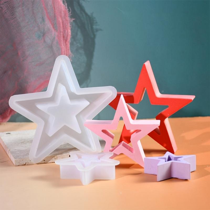 Pack of 3 Creative Hollow Star Silicone Molds Crafting Moulds Silicone Ornament Molds Star Statue Molds Silicone Texture