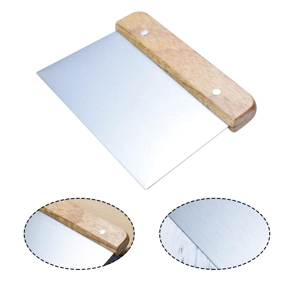 Stainless Steel Hand Rolling Dough Cutter Cream Spatula Baking Wooden Handle