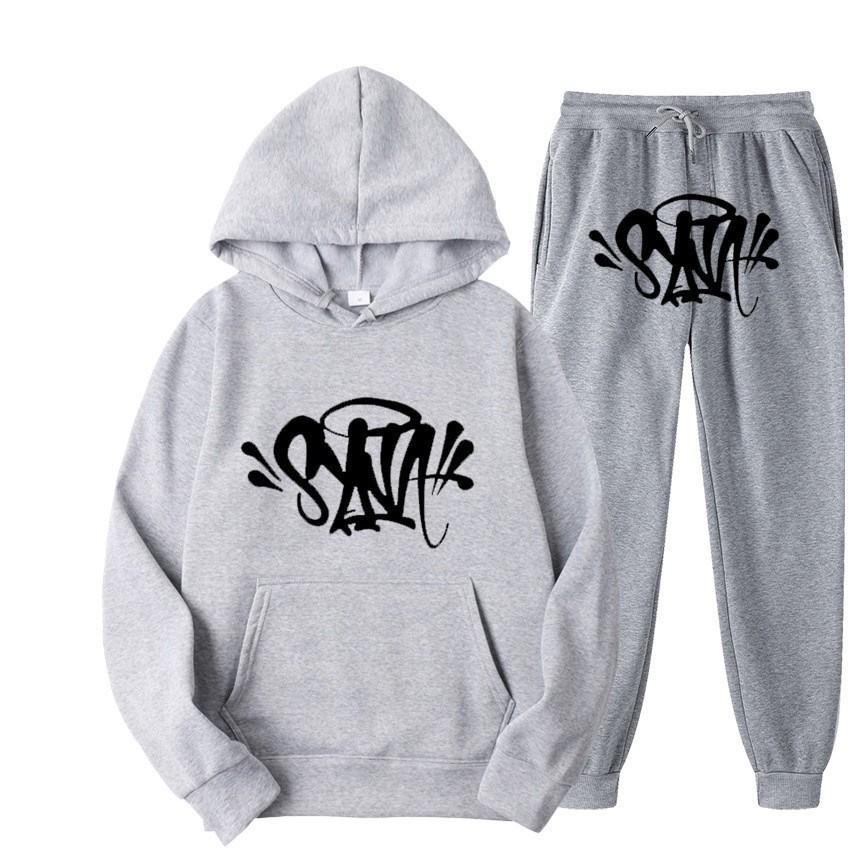 SynaWord High Street Fashion Trendy Brand Suit Men's Ins Trend Hip Hop Hoodie Syna Print Sweater Suit