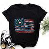 American Flag Fishing Lure Print Crewneck Short Sleeve Unisex Cotton Graphic T-shirt for Fishing Lovers