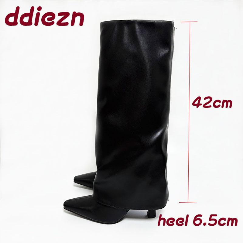 

Fashion Winter Autumn Women 2025 Knee High Chelsea Boots Fashion Low Heels Shoes Female Slip On Casual Shoes Ladies Long Western Boots 35