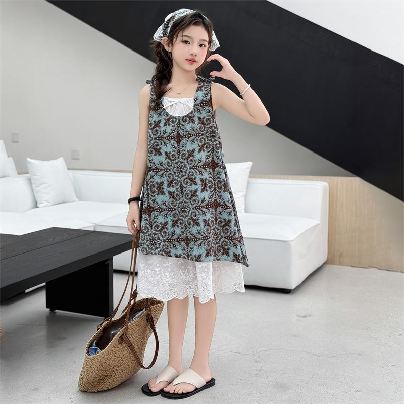 Girls' Dress 2026 Summer New Collection Children's Lace Floral Skirt Girls' Big Kids' Little Girls' Strap Top Skirt