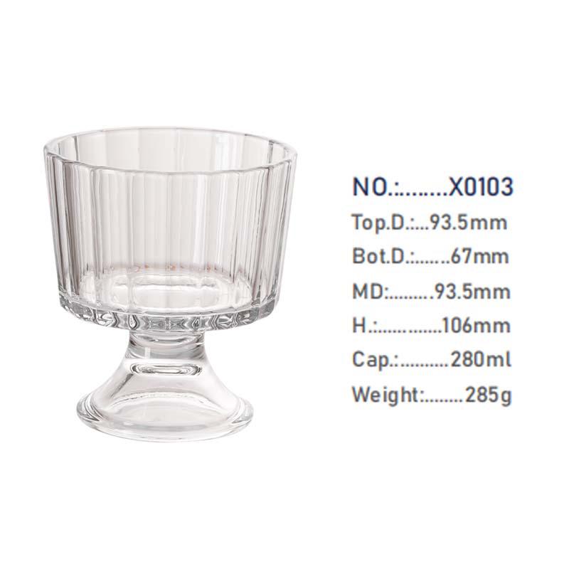 Low-Base Glass Cup for Ice Cream, Coffee, Yogurt, and Desserts 201-300ml
