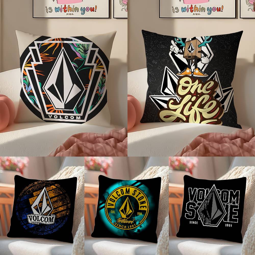 Extreme Sports Stone Volcom-V Pillow Case Anti-dustmite Pillowcase Invisible Zipper Silky Short Plush Sofa Cushion Cover