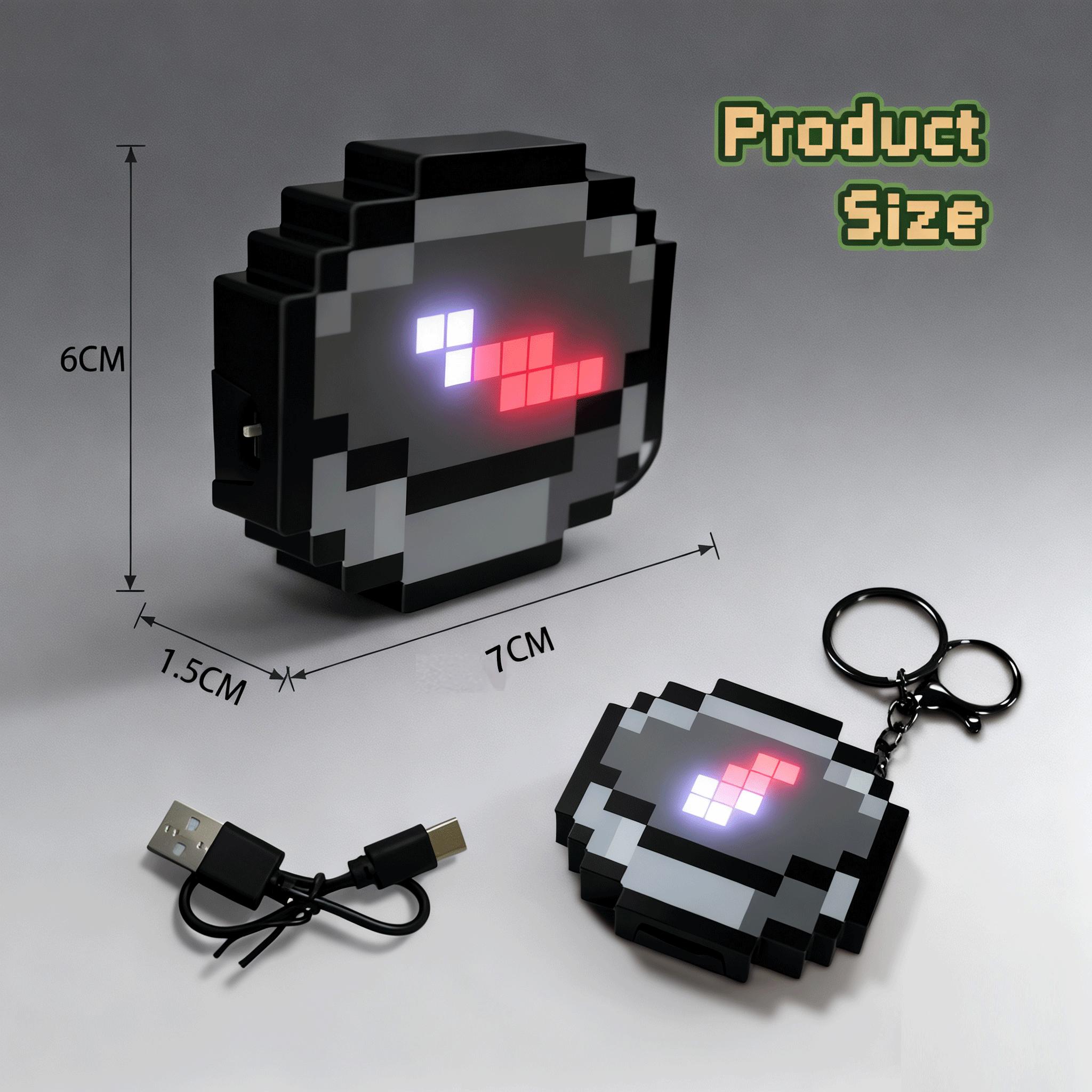 

Rechargeable Mc Compass Pixel Wind Peripheral Design Toy Trinket Movable Compass Keychain Pendant Real-World Use Toys Fans Gifts