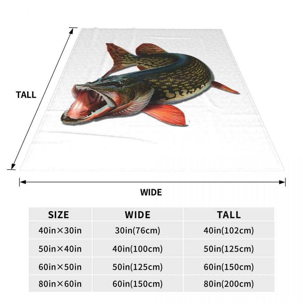 Northern Pike Fish Blanket Soft Warm Flannel Throw Blanket Plush for Bed Living room Picnic Travel Home Sofa
