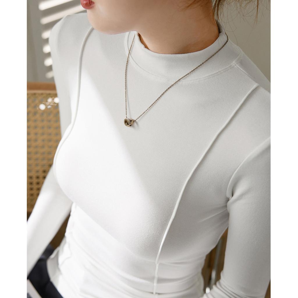 Autumn and Winter New Semi-turtleneck T-shirt Women's Long-sleeved Thin Bottoming Shirt Top