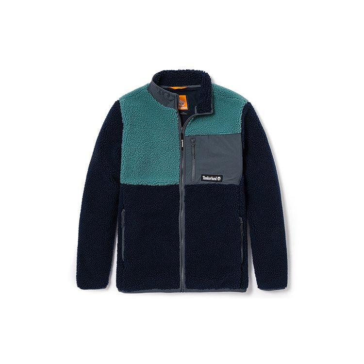 

Timberland Navy and Teal Color-Blocked Stand Collar Fleece Jacket A5PUP-EG1 XL