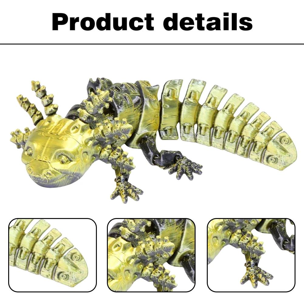 2pcs 3D Printed Axolotl Desk Toy Collectible Articulated Figurine Desk Toy Articulated Axolotl Stress Relief Home Desktop Decor