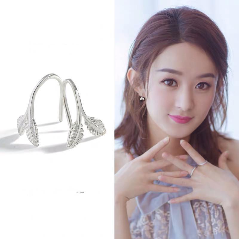 Beixi S925 Sterling Silver Green Leaf Earrings - Forest Style Fashion for Women 925 Silver