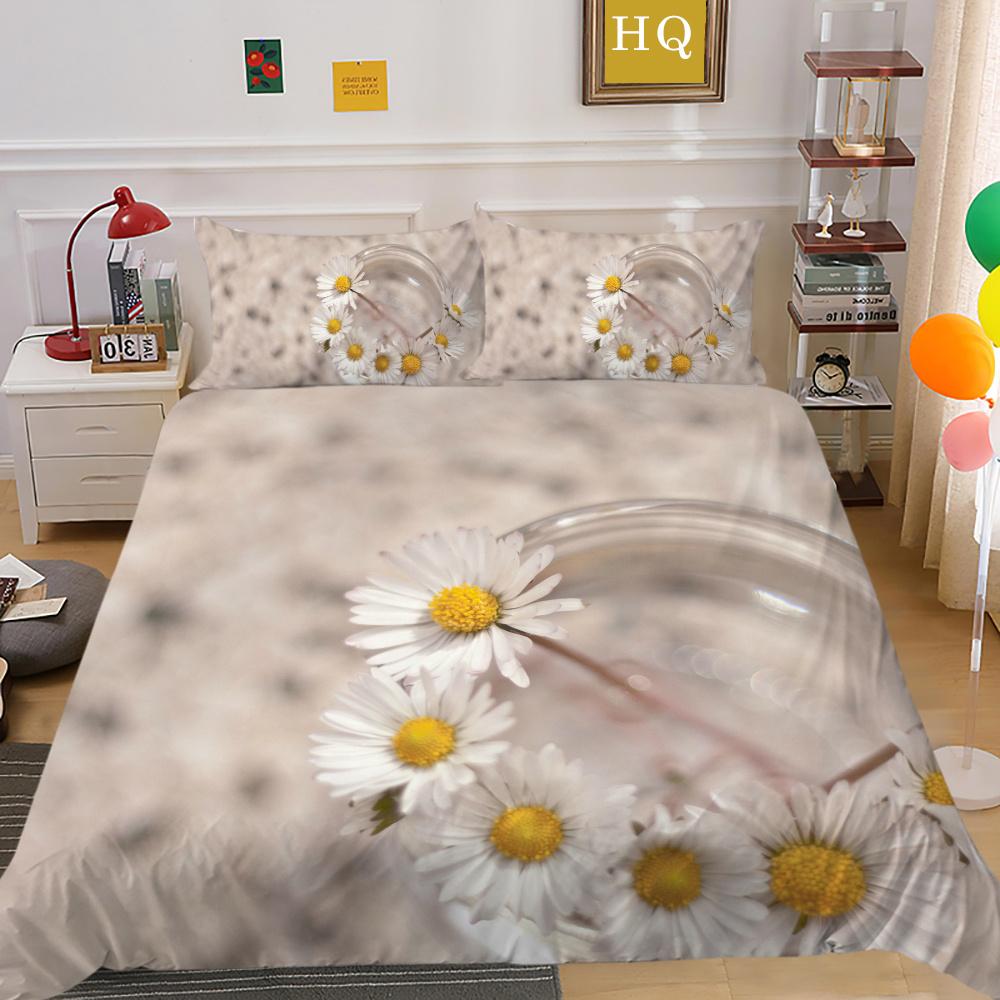 3D Flowers Printing Bed Set Twin Size Microfiber Home Bedding Set Fashion Highend Comforter Cover Set